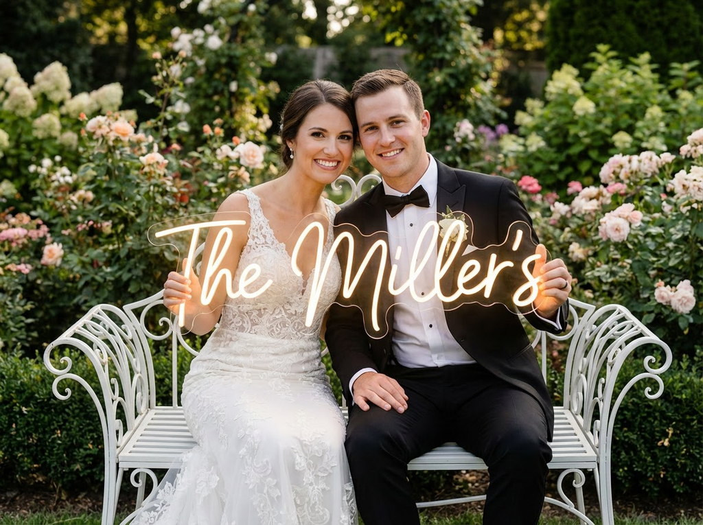 Custom Name Wedding LED Neon Sign | Personalized for Wedding | Last Name Neon Sign