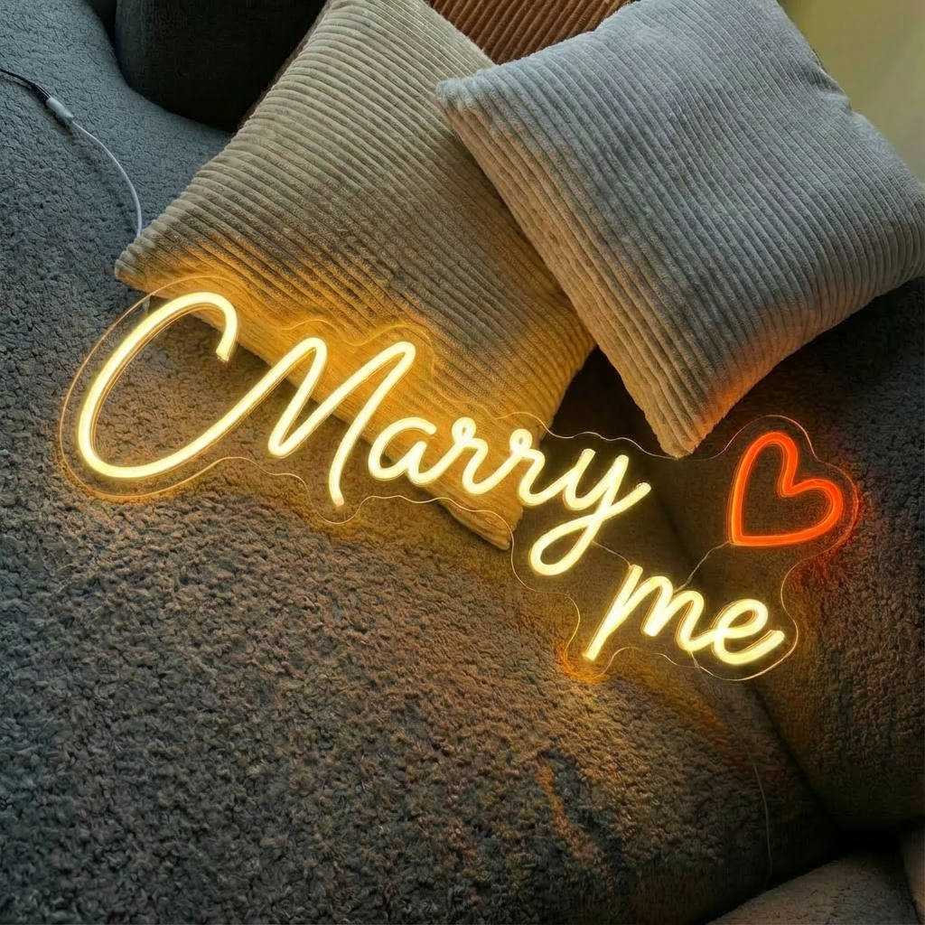 Custom Name  LED Neon Sign | Personalized for Bedroom Decor | Marry Me Neon Sign