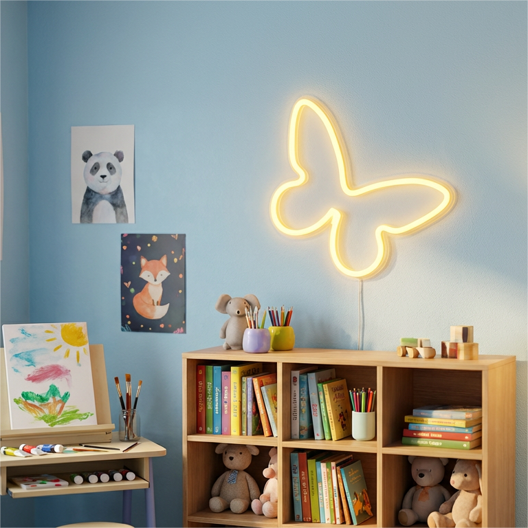 Butterfly Neon Sign| Custom Name Neon Sign For Kids Bedroom | Personalized Gift For Kids | Kids Room Decor