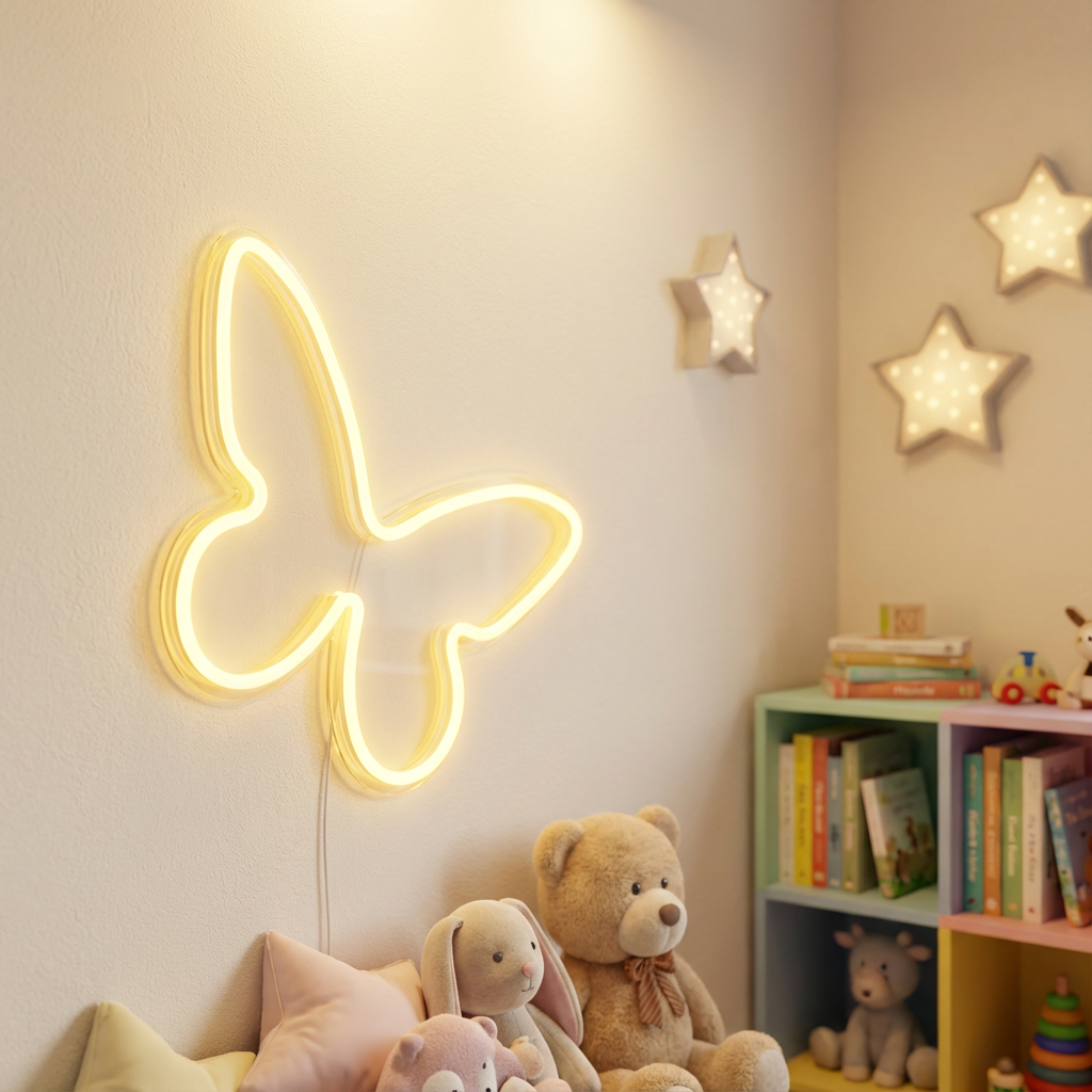 Butterfly Neon Sign| Custom Name Neon Sign For Kids Bedroom | Personalized Gift For Kids | Kids Room Decor