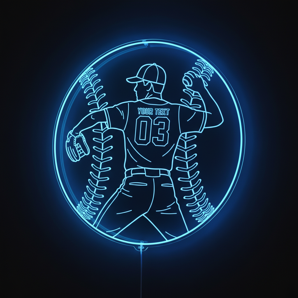 Custom Baseball Bat Neon Sign | Custom Name Neon Sign For Kids Bedroom | Bedroom Decor | Personalized Gift For Kids | Kids Room Decor