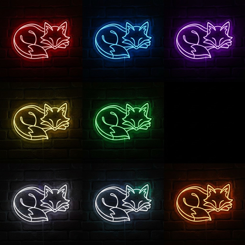 Animal Fox Neon | Custom Name Neon Sign For Kids Bedroom | Personalized Gift For Kids | Kids Room Decor