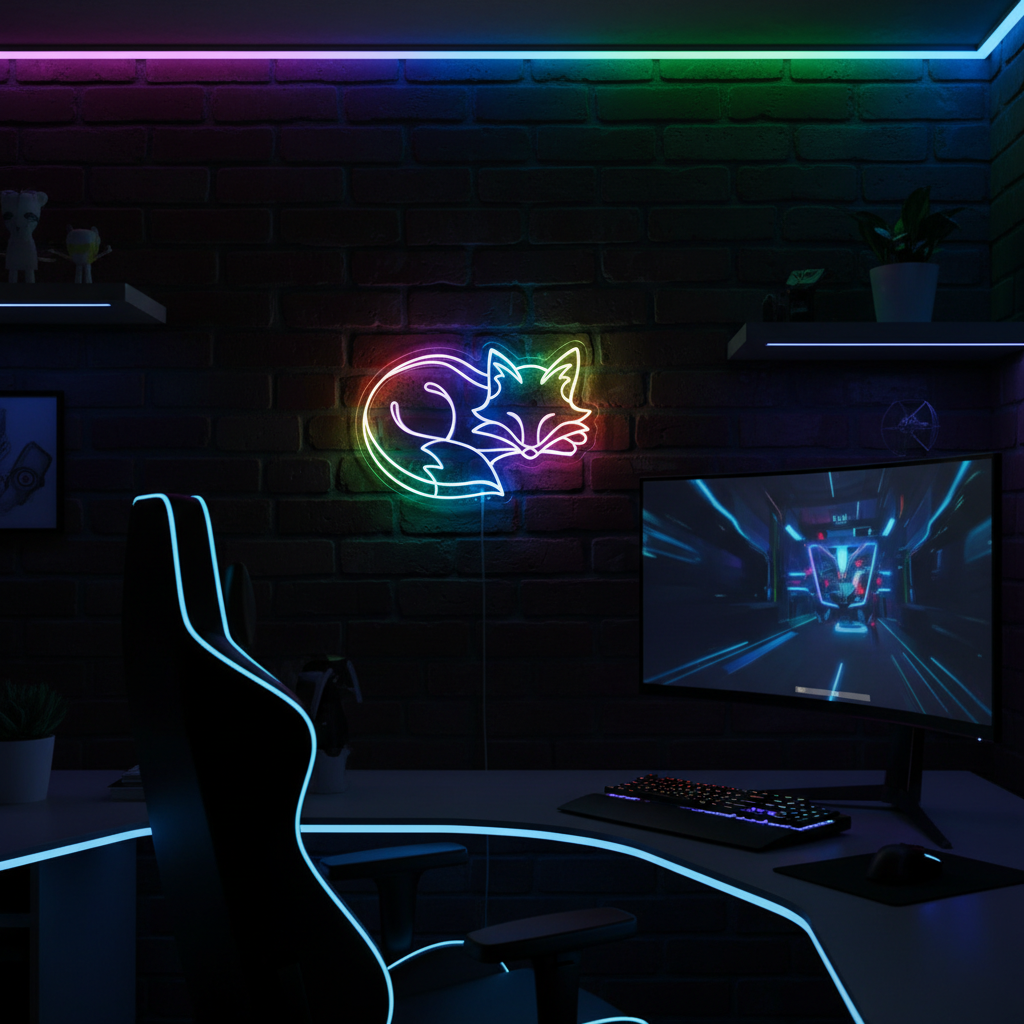 Animal Fox Neon | Custom Name Neon Sign For Kids Bedroom | Personalized Gift For Kids | Kids Room Decor