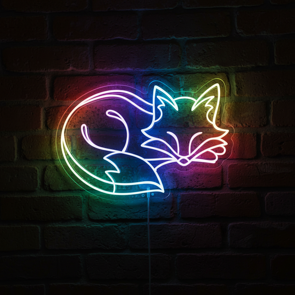 Animal Fox Neon | Custom Name Neon Sign For Kids Bedroom | Personalized Gift For Kids | Kids Room Decor