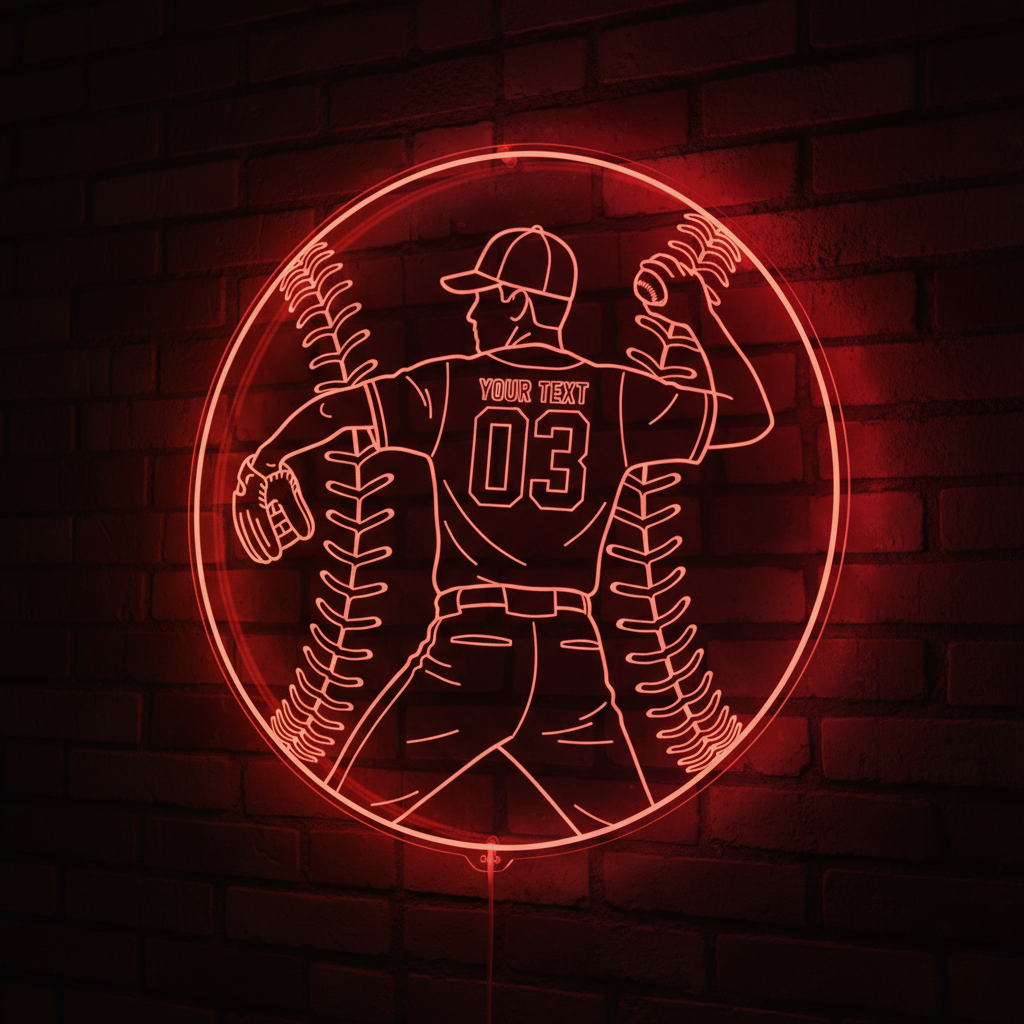 Custom Baseball Bat Neon Sign | Custom Name Neon Sign For Kids Bedroom | Bedroom Decor | Personalized Gift For Kids | Kids Room Decor