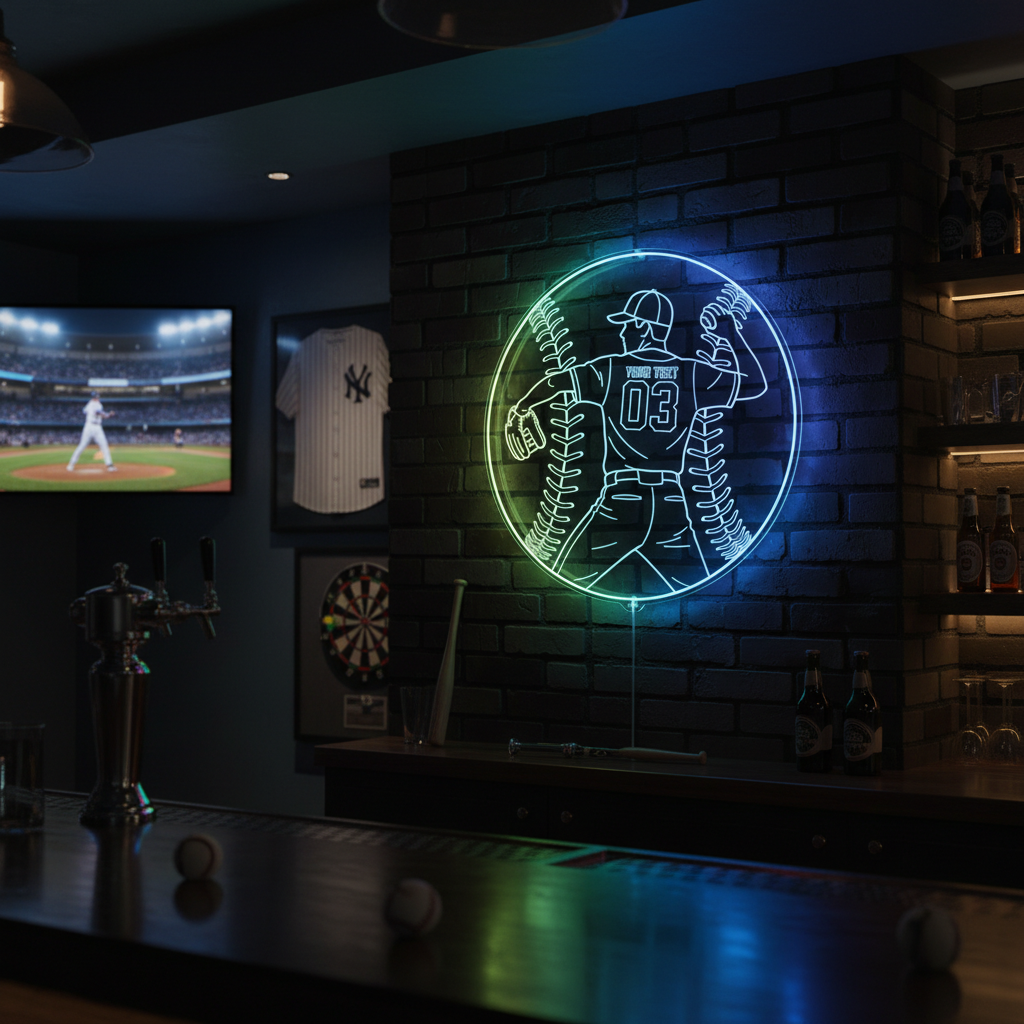 Custom Baseball Bat Neon Sign | Custom Name Neon Sign For Kids Bedroom | Bedroom Decor | Personalized Gift For Kids | Kids Room Decor