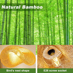 Natural Bamboo Bird Nest Pendant Lamp for LivingRoom