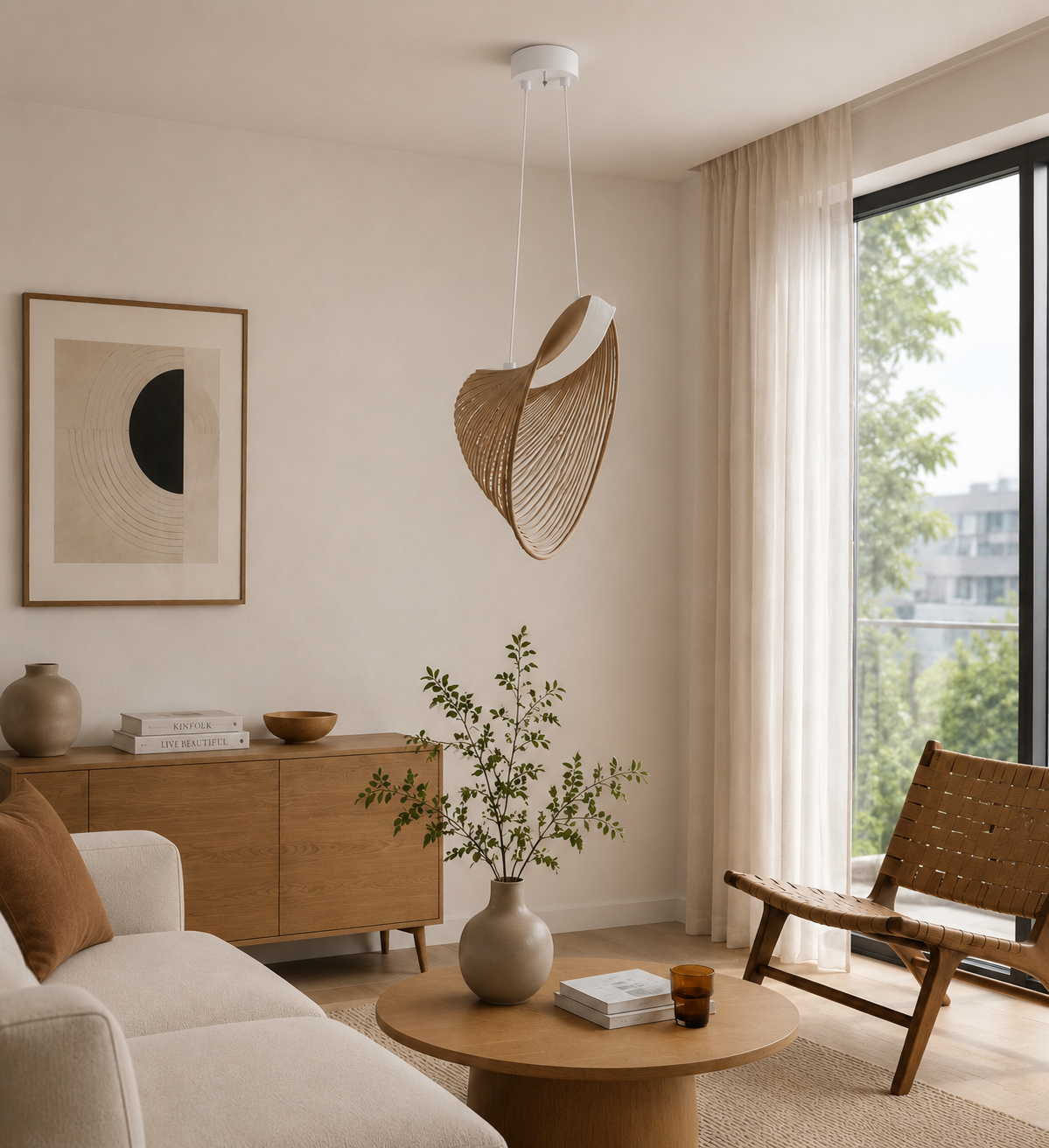 Natural Bamboo Pendant Light for Livingroom