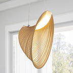 Wooden Spiral LED Pendant Light, 15.7 in, Warm White