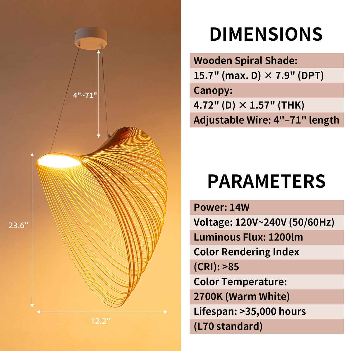 Natural Bamboo Pendant Light for Livingroom