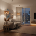 Black Floor Lamp with Bamboo Shade for Living Room
