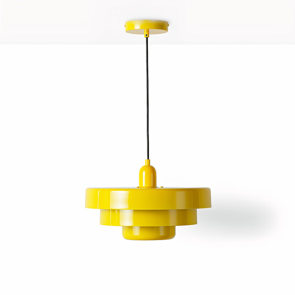 Yellow 3-Tier Dome Pendant Light, E26 Adjustable Height