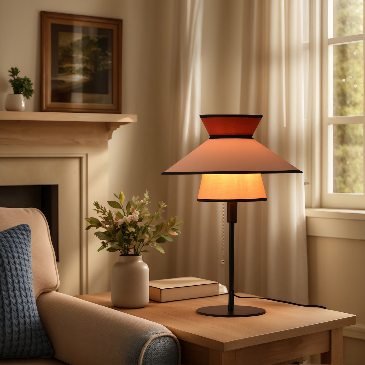 Vintage-Inspired Table Lamp With Pull Chain for LivingRoom