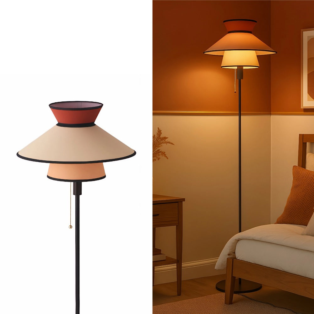 Modern Vintage Floor Lamp with Pull-Chain Switch for Bedroom