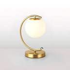 Gold moon globe table lamp with frosted glass shade