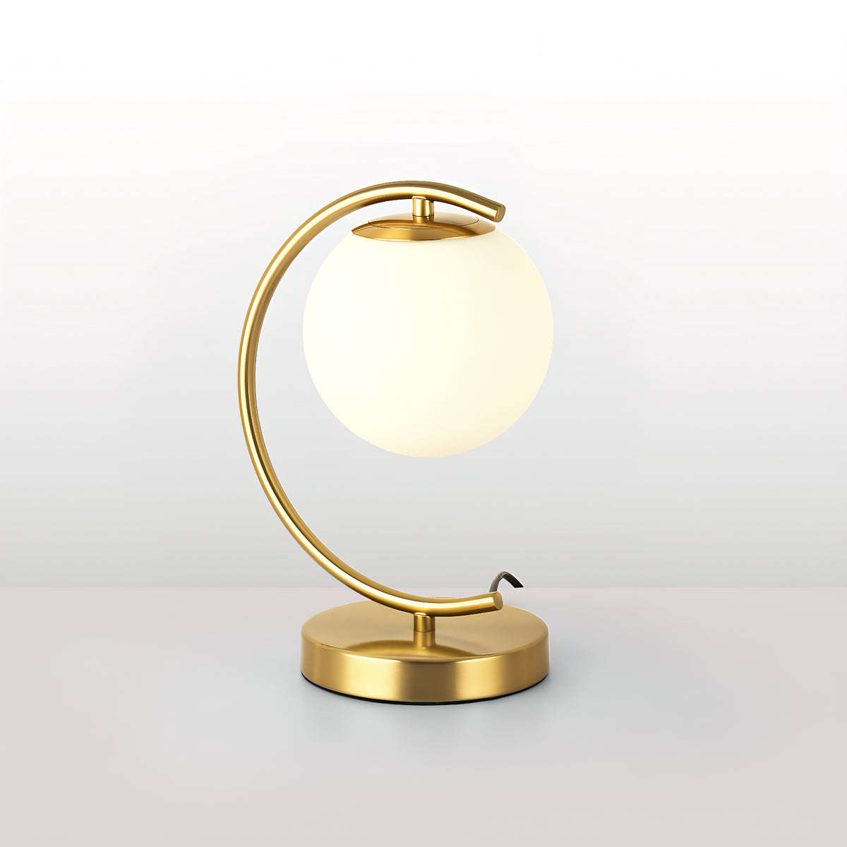 Gold moon globe table lamp with frosted glass shade