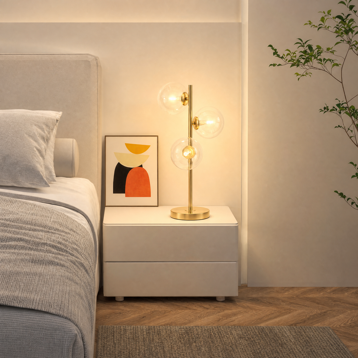 Modern G9 Table Lamp with Glass Shades for Bedroom