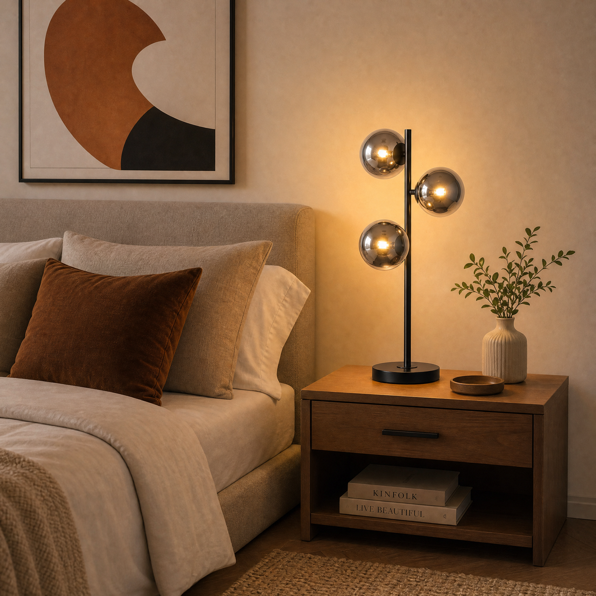 Modern G9 Table Lamp with Glass Shades for Bedroom