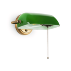 Vintage Green Banker-Style Wall Sconce for Bedrooms