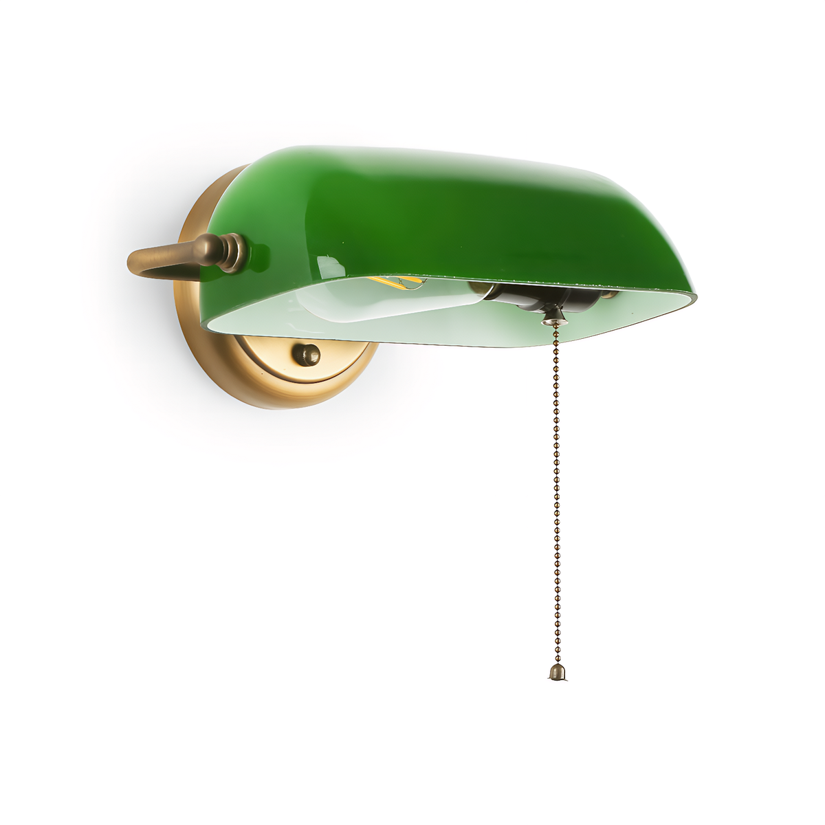 Vintage Green Banker-Style Wall Sconce for Bedrooms