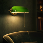 Vintage Green Banker-Style Wall Sconce for Bedrooms