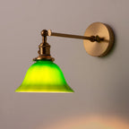 Green Mid Century Modern Sconce with Brass Swing Arm