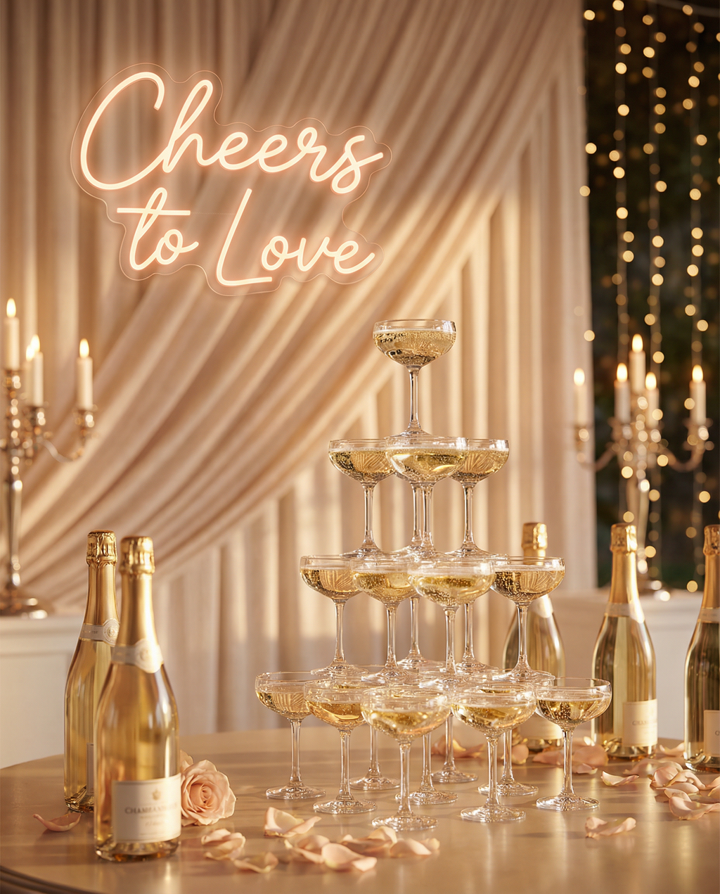 Cheers to Love Wedding Name LED Neon Sign