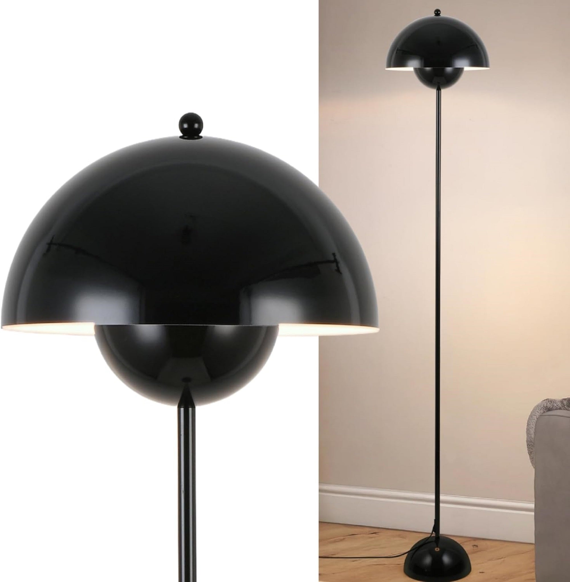 Chrome Dome Reflector Floor Lamp with Foot Switch