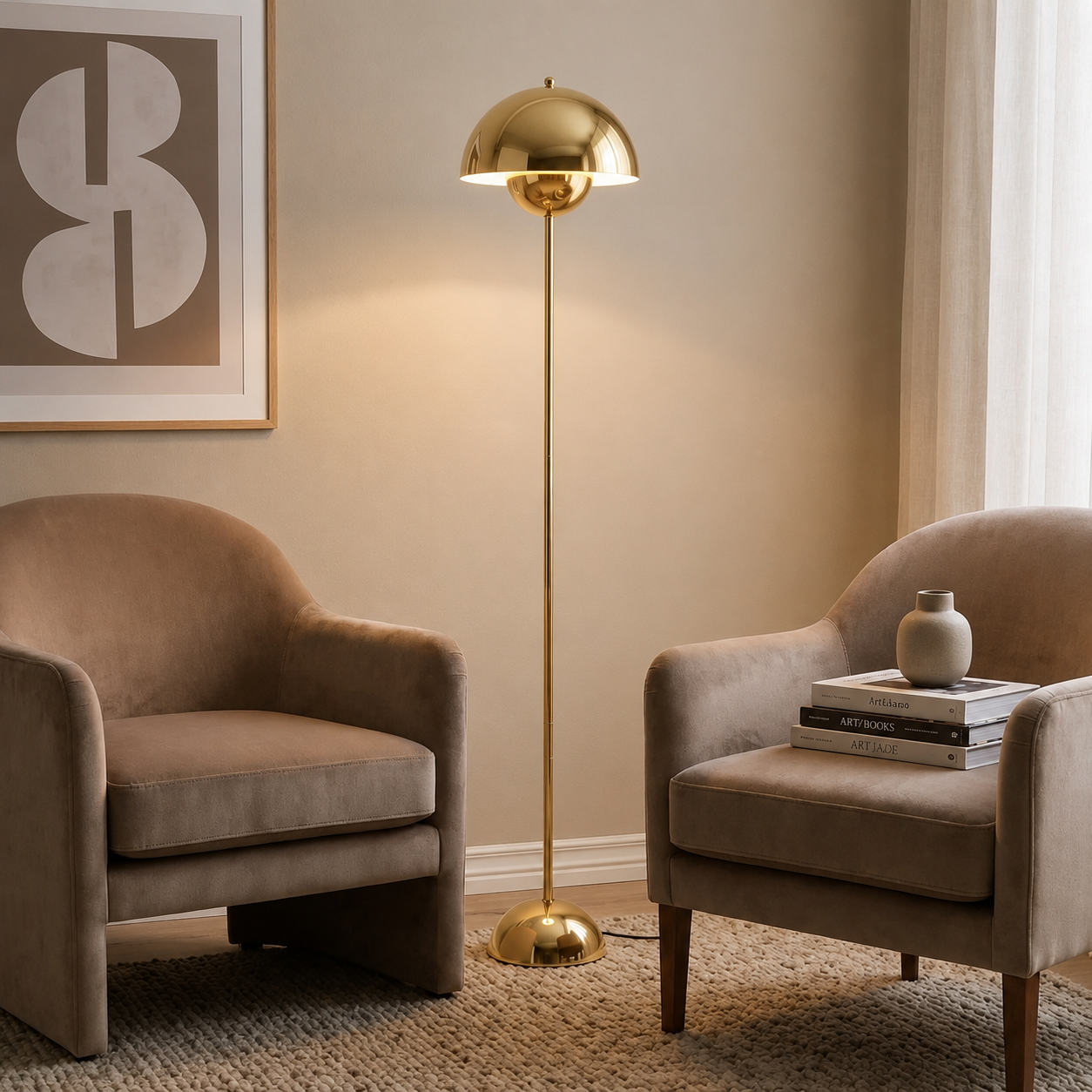 Chrome Dome Reflector Floor Lamp with Foot Switch