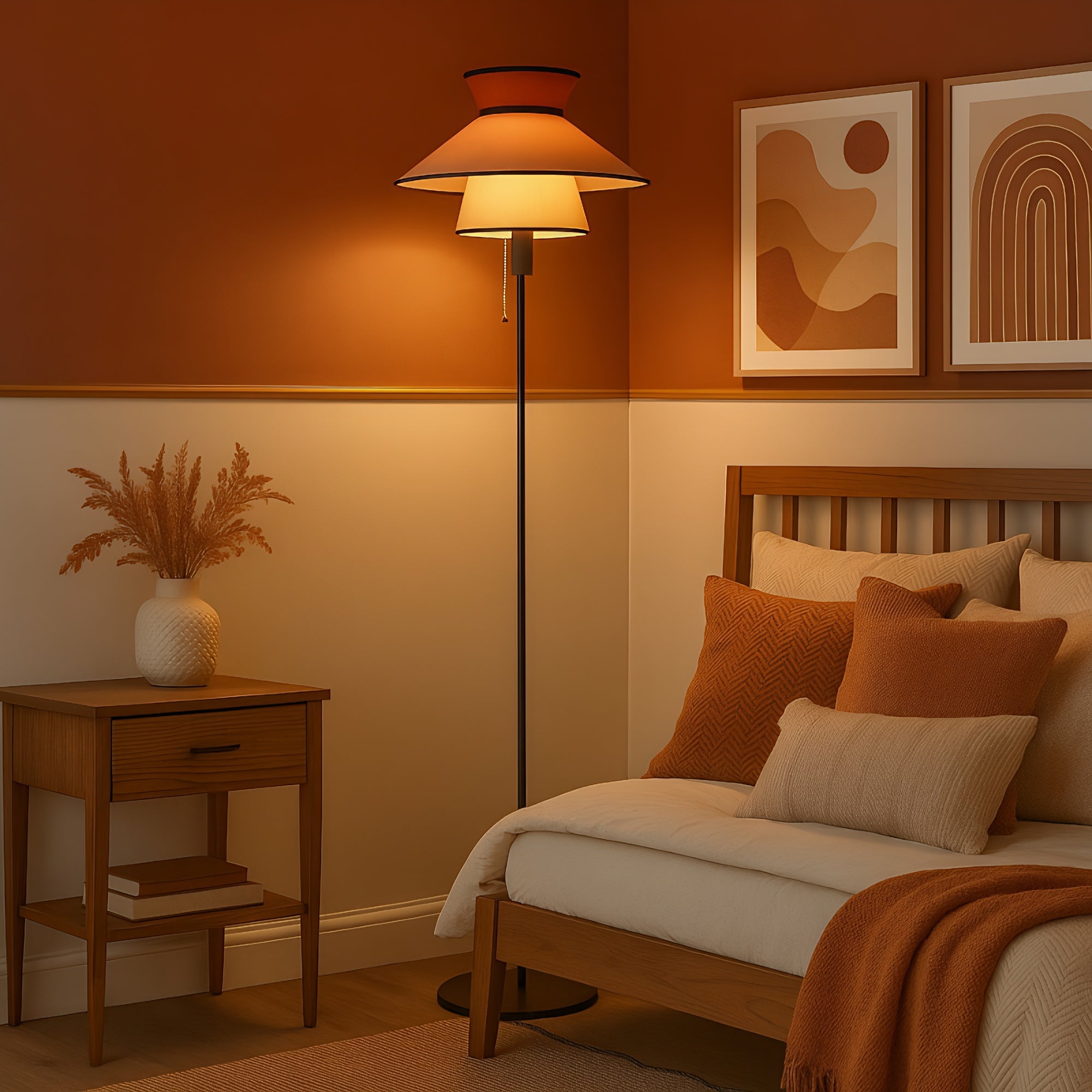 Layered Shade Floor Lamp with Pull Chain