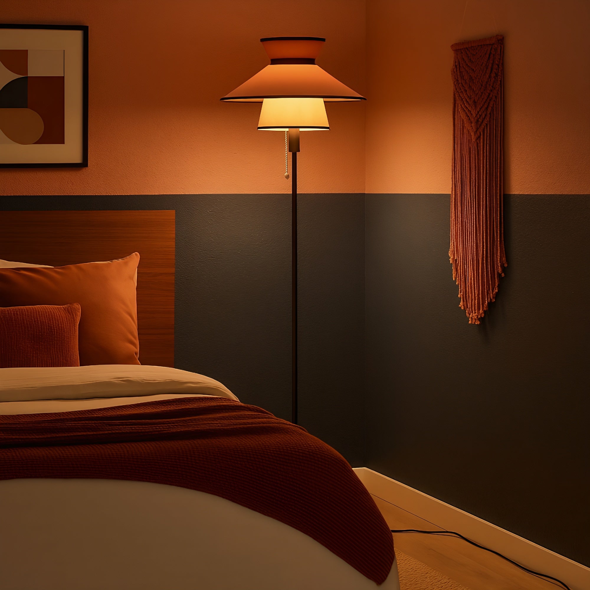 Layered Shade Floor Lamp with Pull Chain