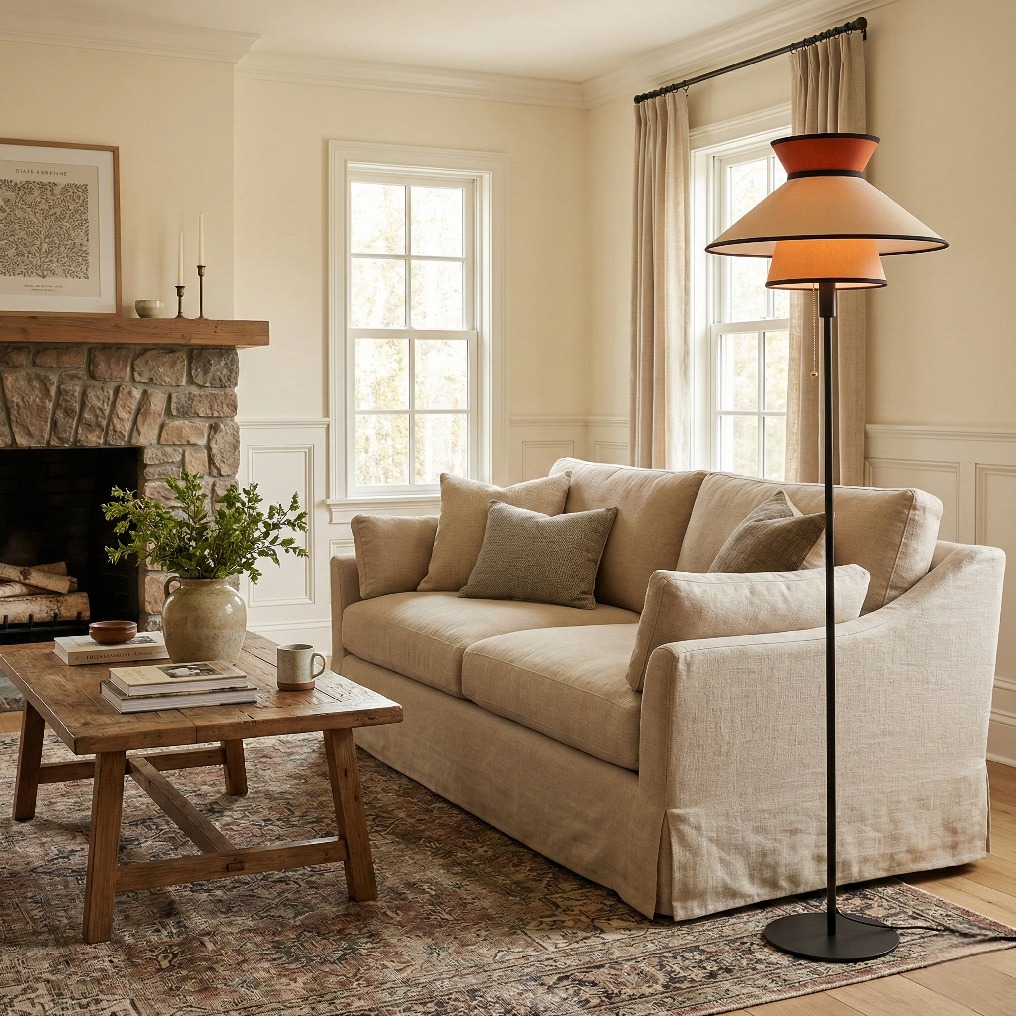 Layered Shade Floor Lamp with Pull Chain