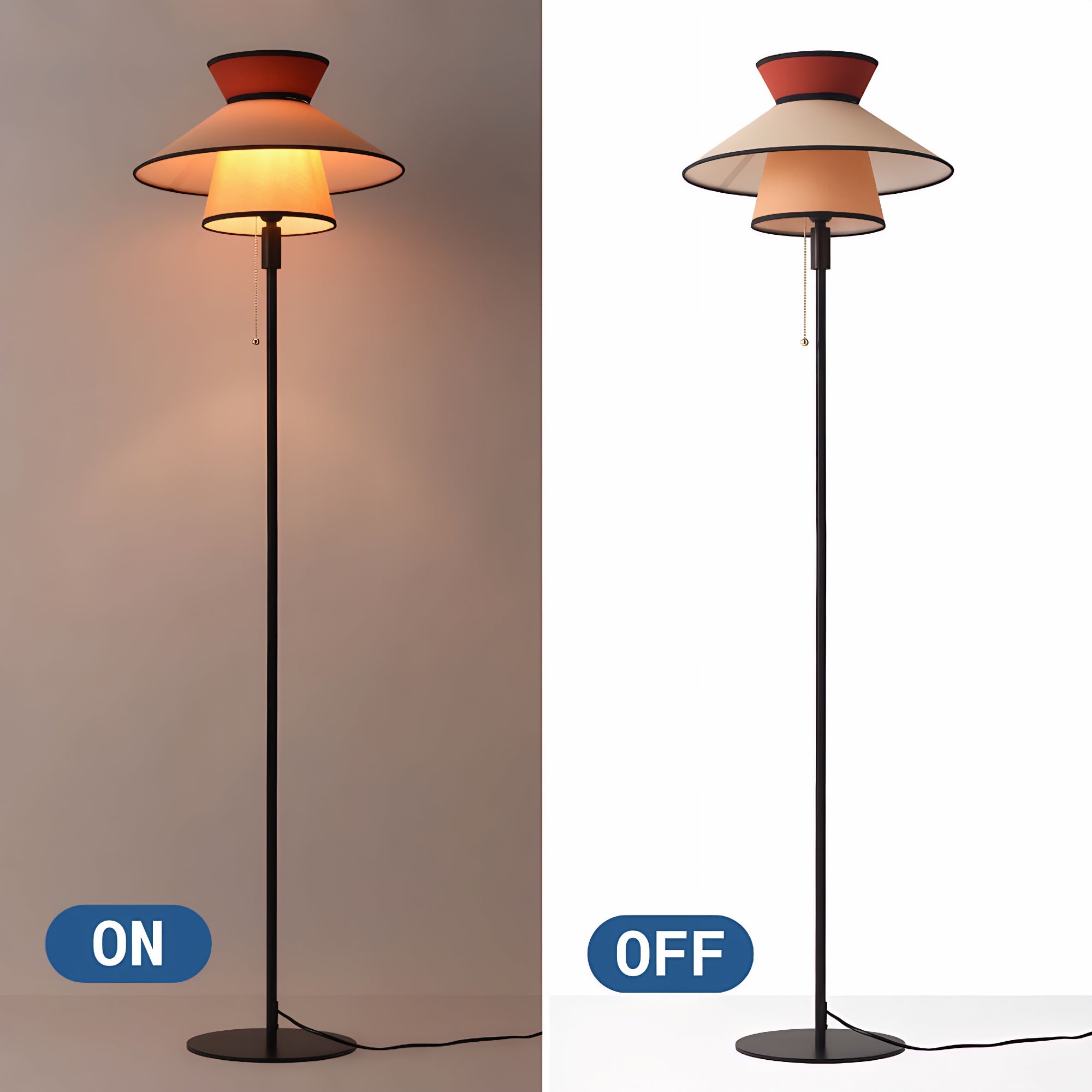 Layered Shade Floor Lamp with Pull Chain