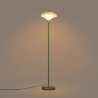 Layered Reflector Floor Lamp in Brushed Gold and White