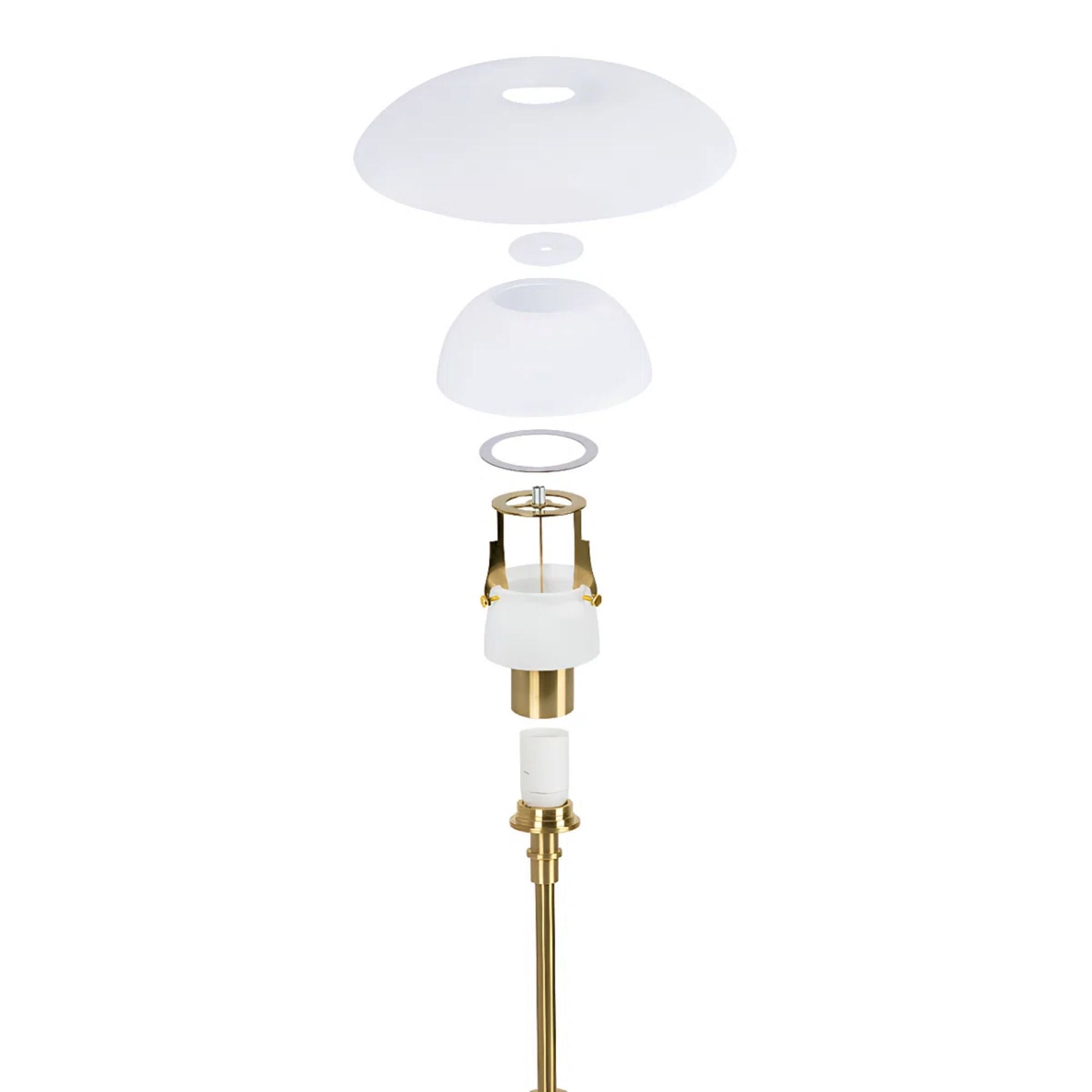 Layered Reflector Floor Lamp in Brushed Gold and White