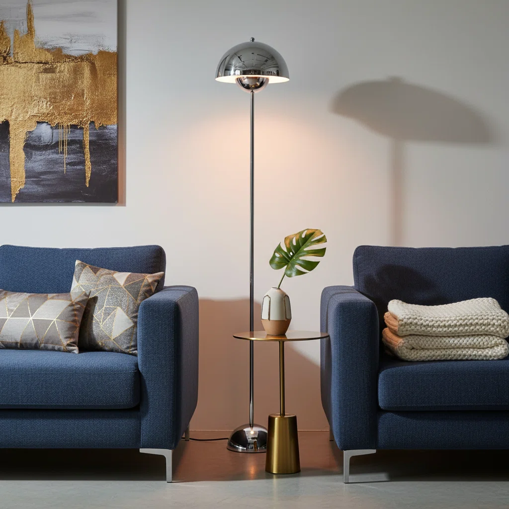 Chrome Dome Reflector Floor Lamp with Foot Switch