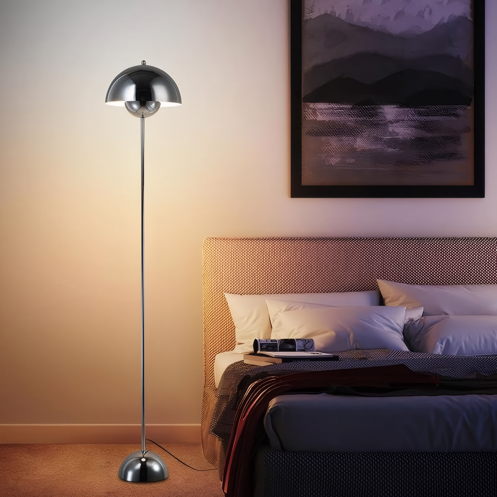 Chrome Dome Reflector Floor Lamp with Foot Switch