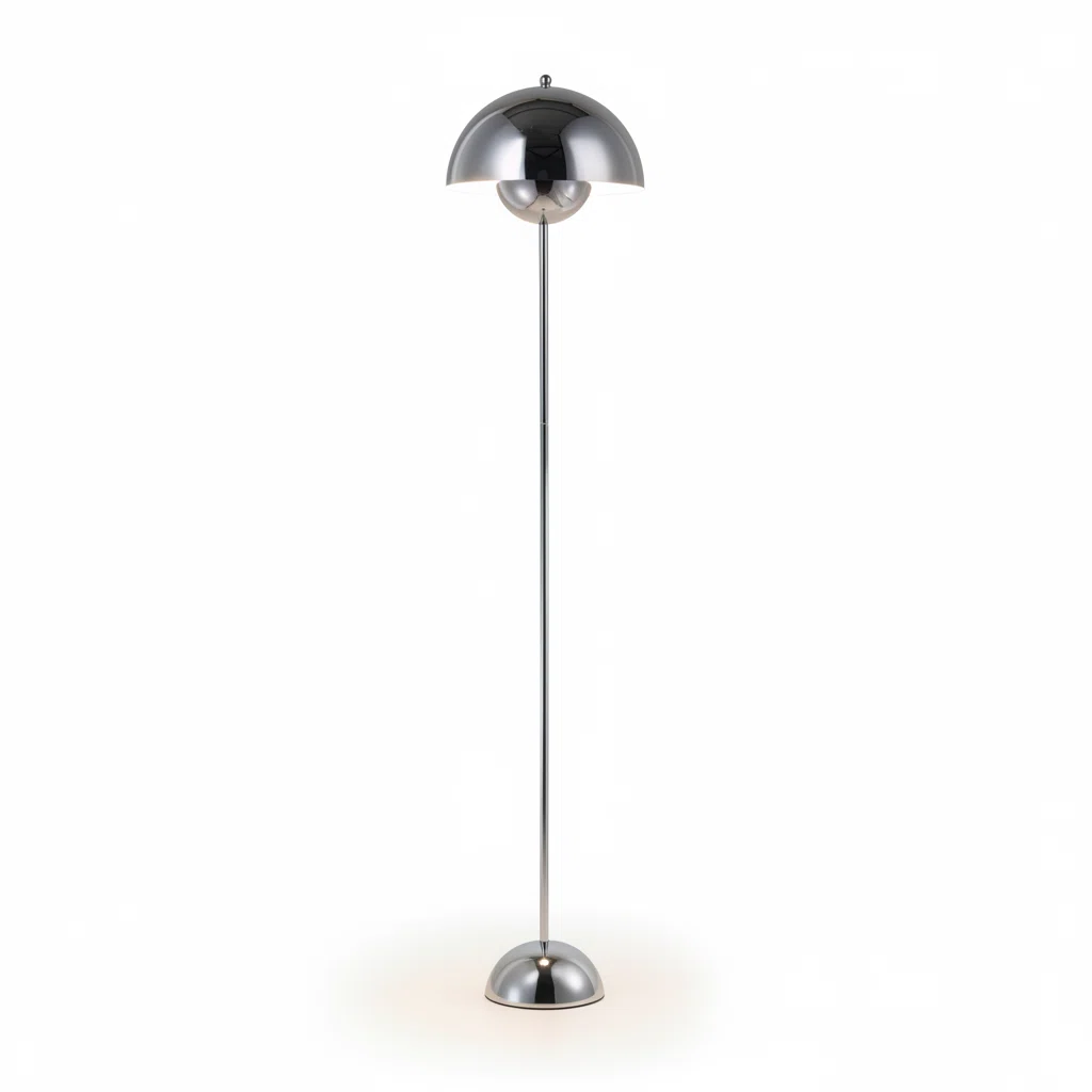 Chrome Dome Reflector Floor Lamp with Foot Switch