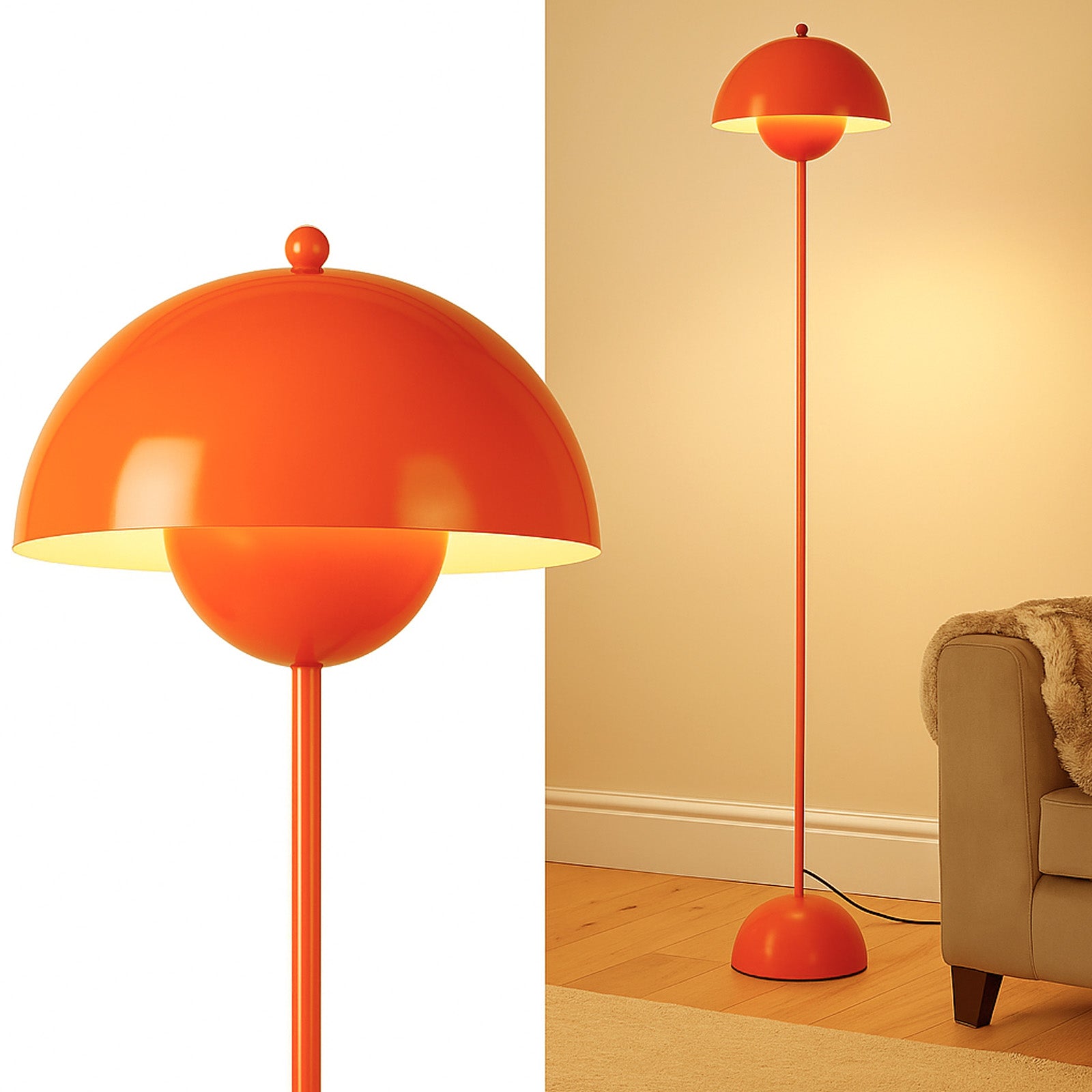Chrome Dome Reflector Floor Lamp with Foot Switch
