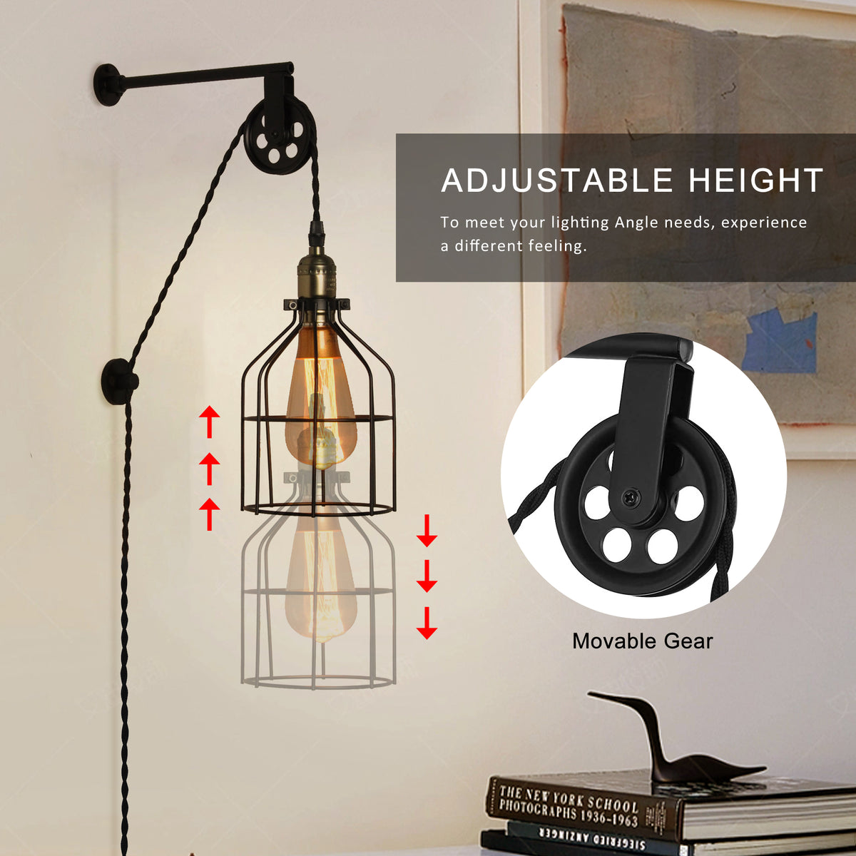 Adjustable Industrial Sconce Lighting for Bedroom
