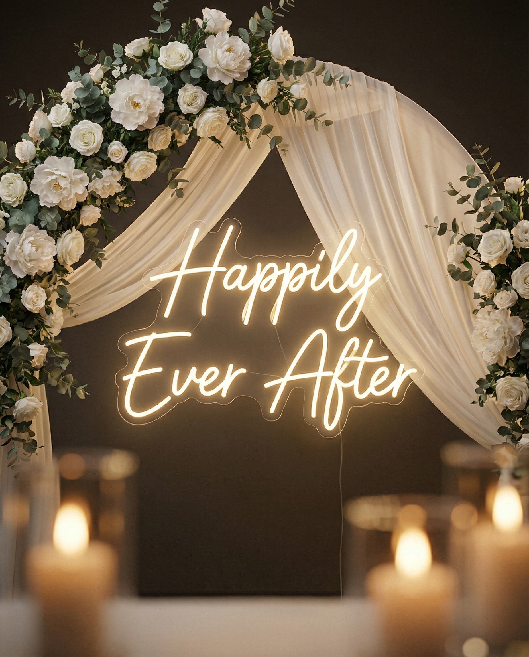 Happily Ever After Wedding Name LED Neon Sign