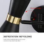 Adjustable Black Swivel Wall Light for Reading Nook