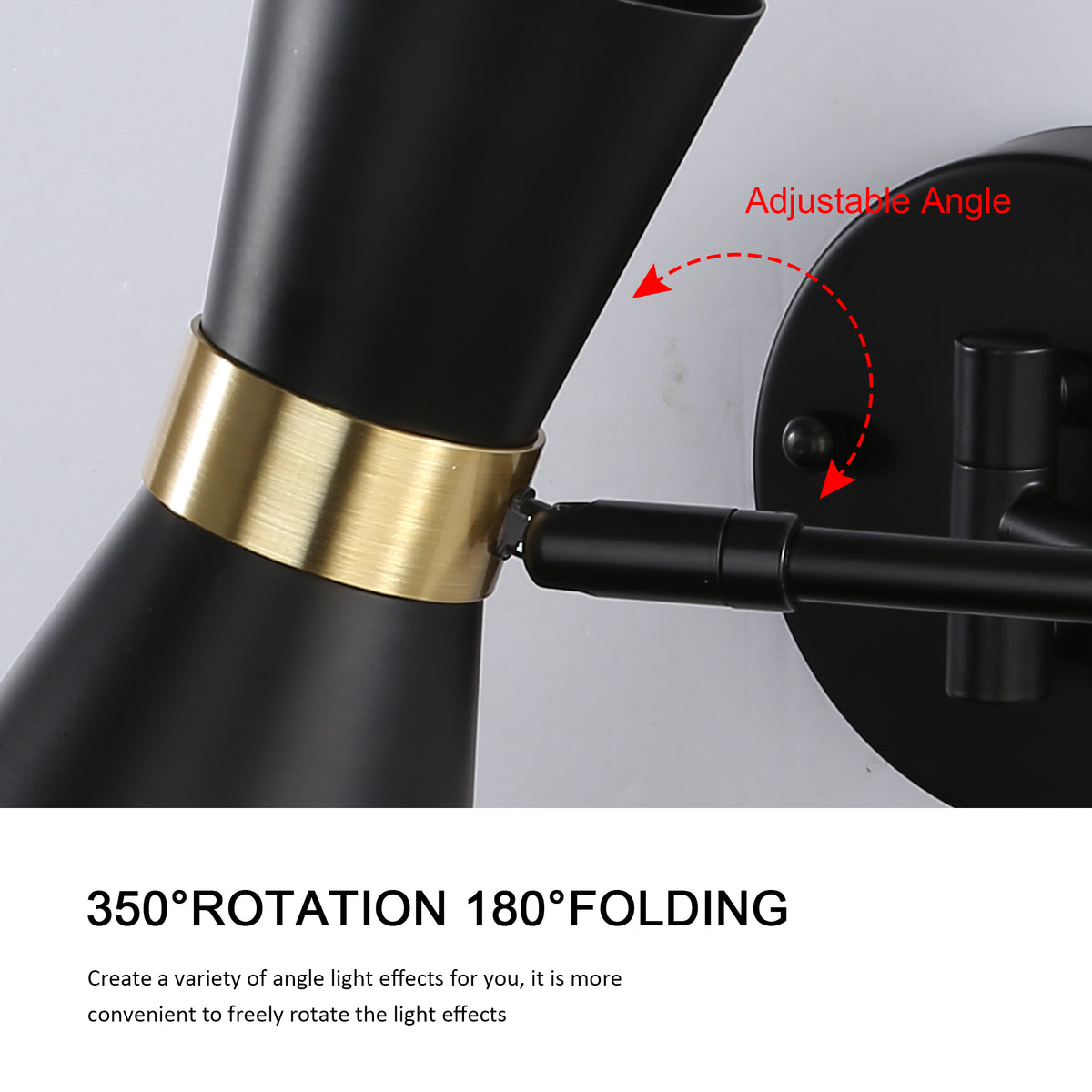 Adjustable Black Swivel Wall Light for Reading Nook