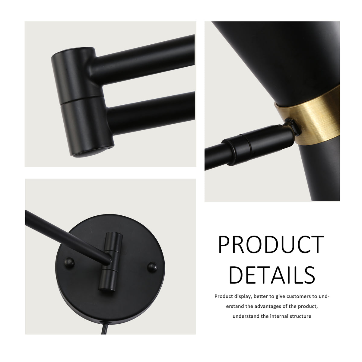 Adjustable Black Swivel Wall Light for Reading Nook