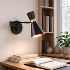 Adjustable Black Swivel Wall Light for Reading Nook