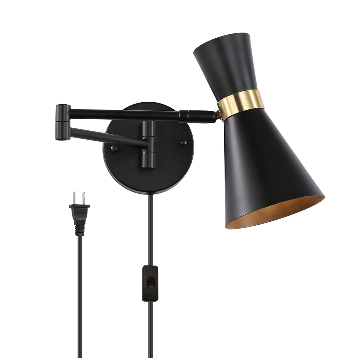 Industrial Sconce Lighting with Black and Brass Shade