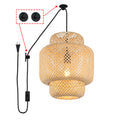Handwoven Bamboo Pendant Light with Plug-In Cord