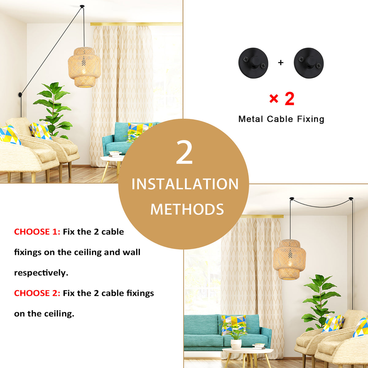 Natural Bamboo Hanging Light for Readding Corner