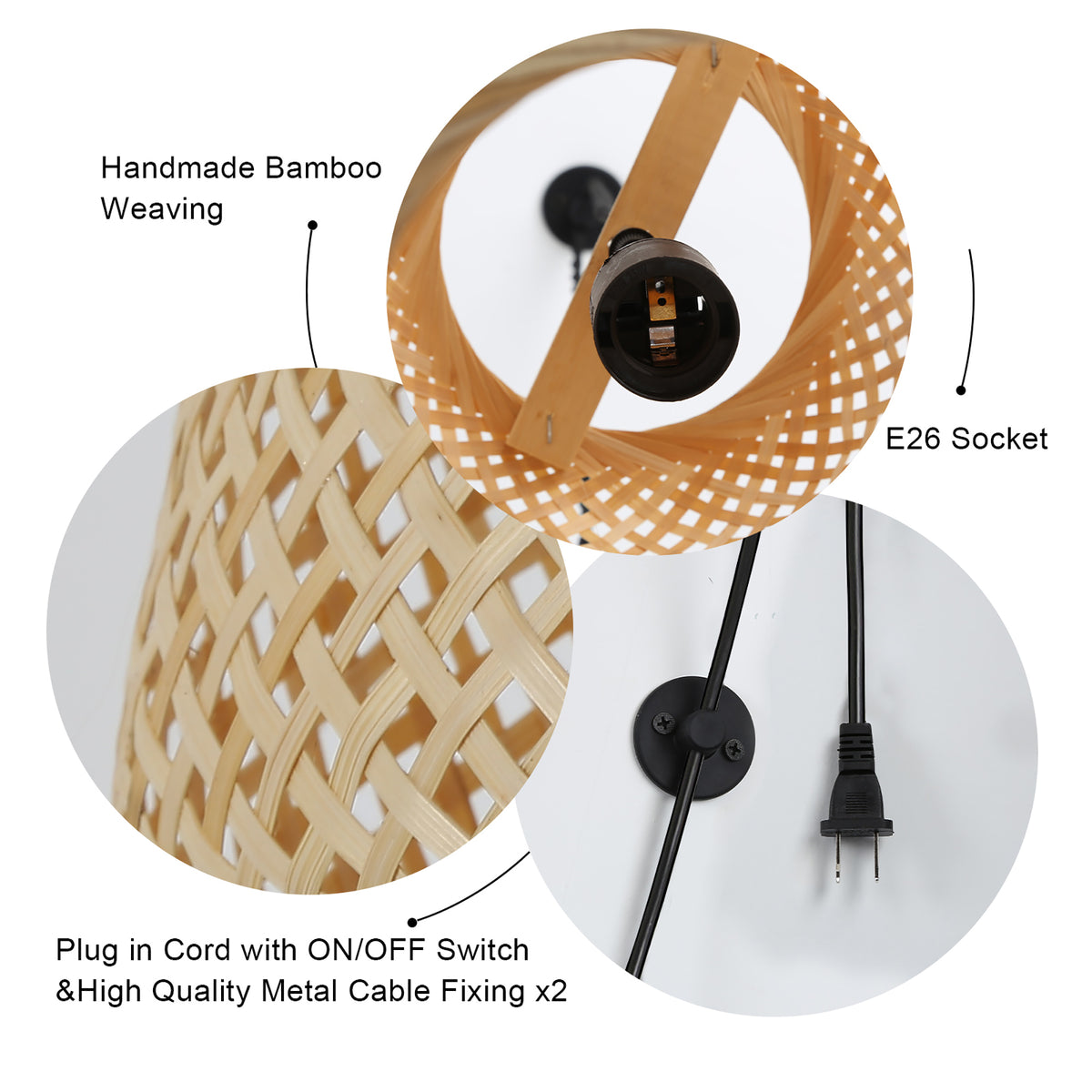 Natural Bamboo Hanging Light for Readding Corner
