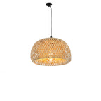 Woven Bamboo Dome Plug-In Pendant Light